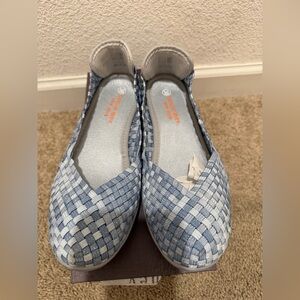 “New” bernie mev. Blue and White Woven Shoes size8 with dustbag